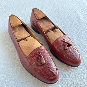 Mauri‎ Ostrich Loafers men’s dress shoes red slip on 9.5 M